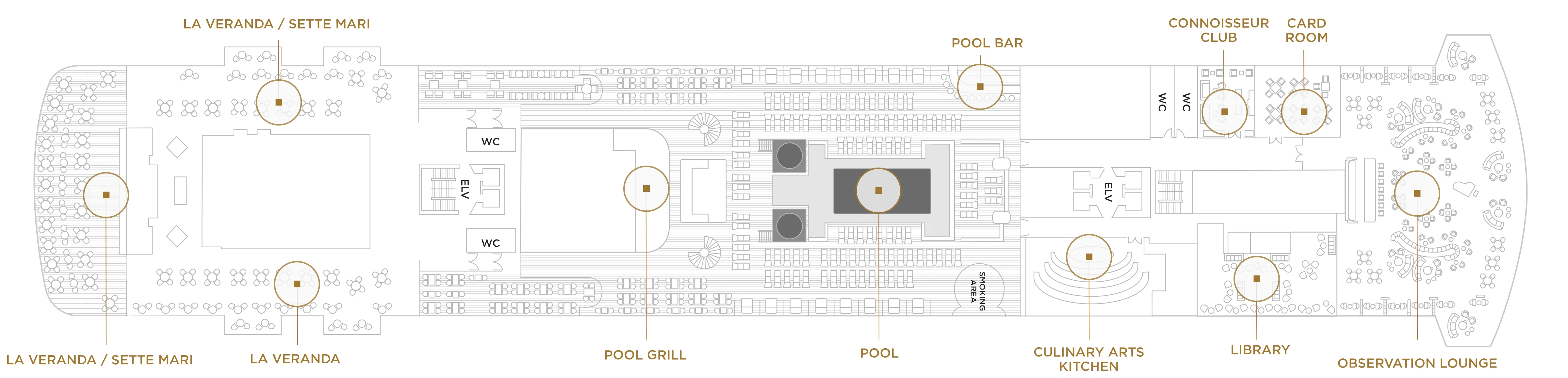 Seven Seas Splendor, Deck 11: official cabin and venue layout