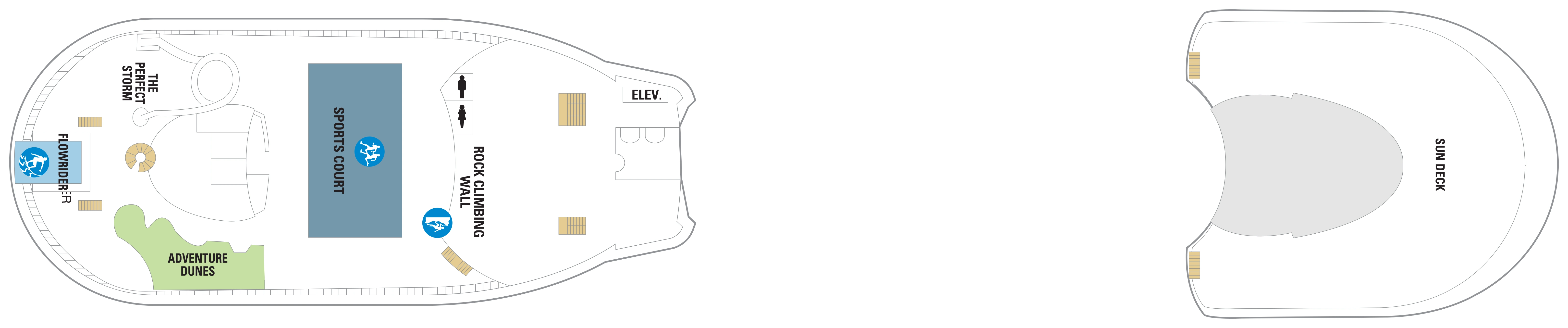 Adventure of the Seas, Deck 13: official cabin and venue layout