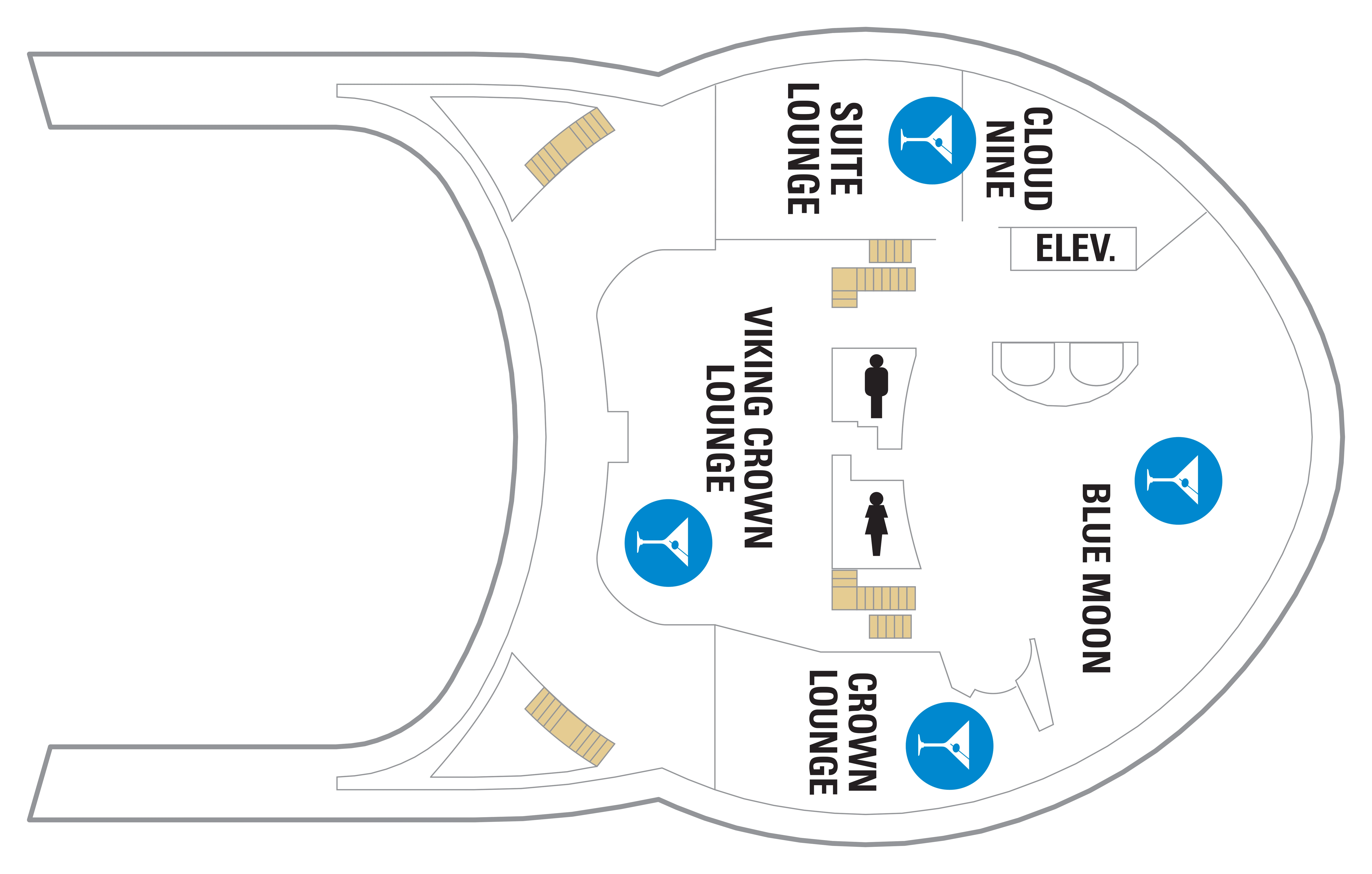 Adventure of the Seas, Deck 14: official cabin and venue layout