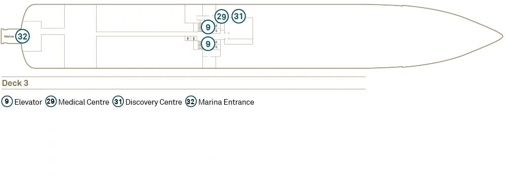 Scenic Eclipse II, Deck 3: official cabin and venue layout