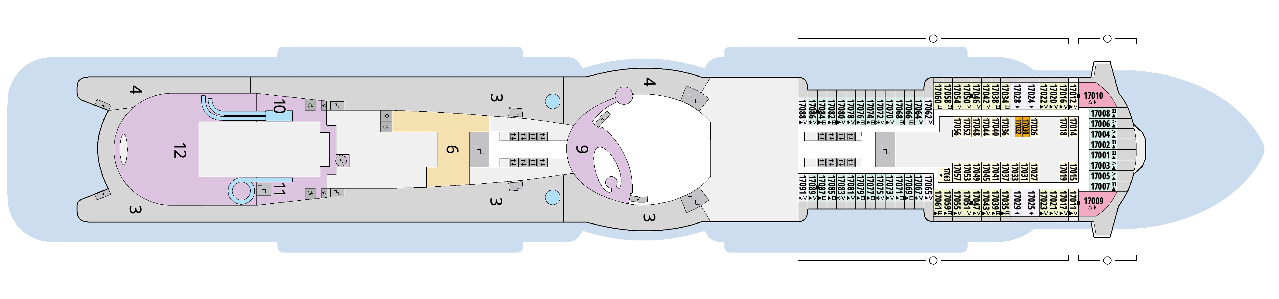 AIDAnova, Deck 17: official cabin and venue layout
