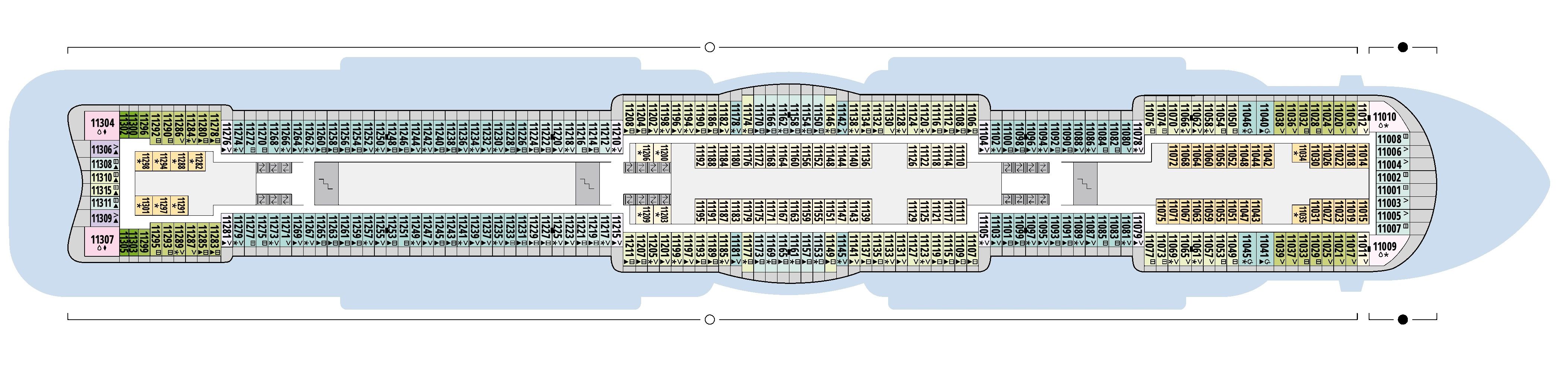 AIDAnova, Deck 11: official cabin and venue layout