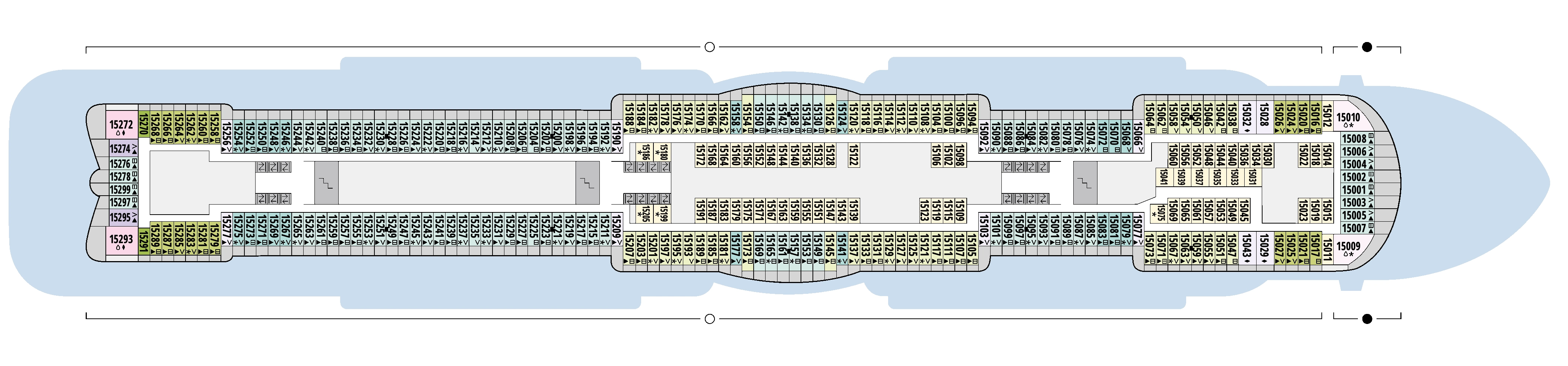 AIDAnova, Deck 15: official cabin and venue layout