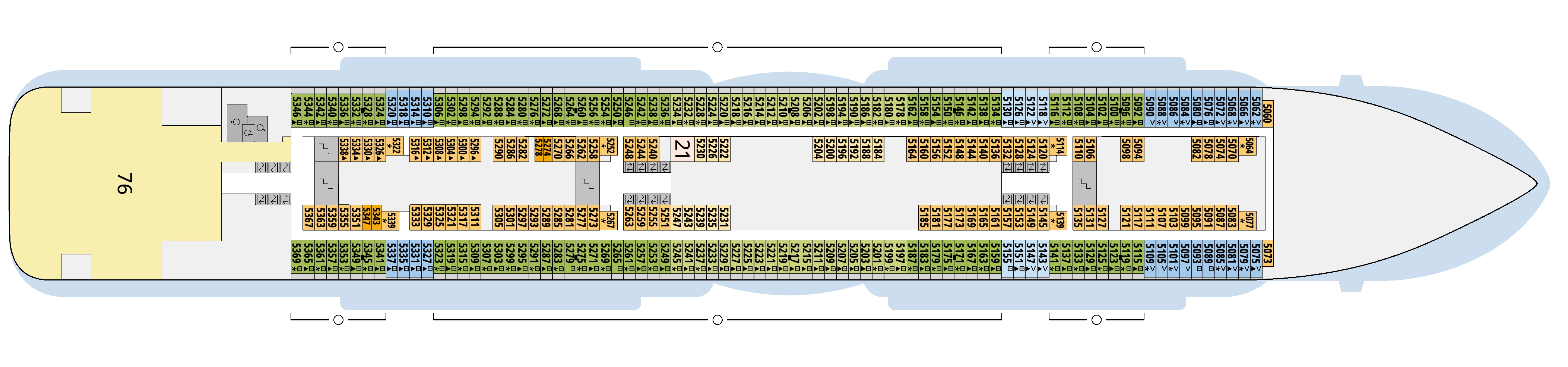 AIDAnova, Deck 5: official cabin and venue layout