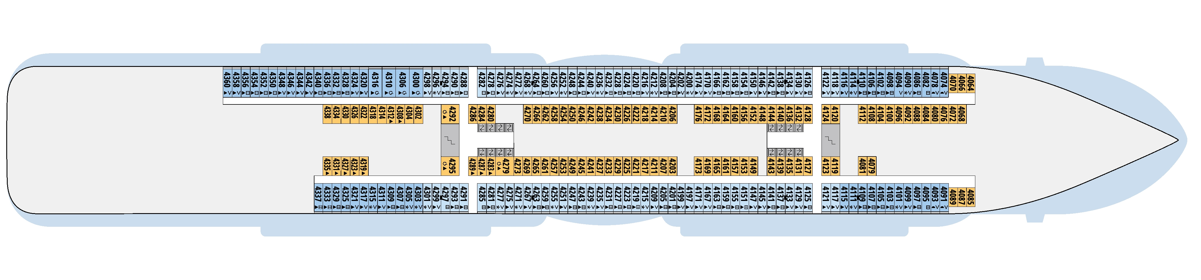 AIDAnova, Deck 4: official cabin and venue layout