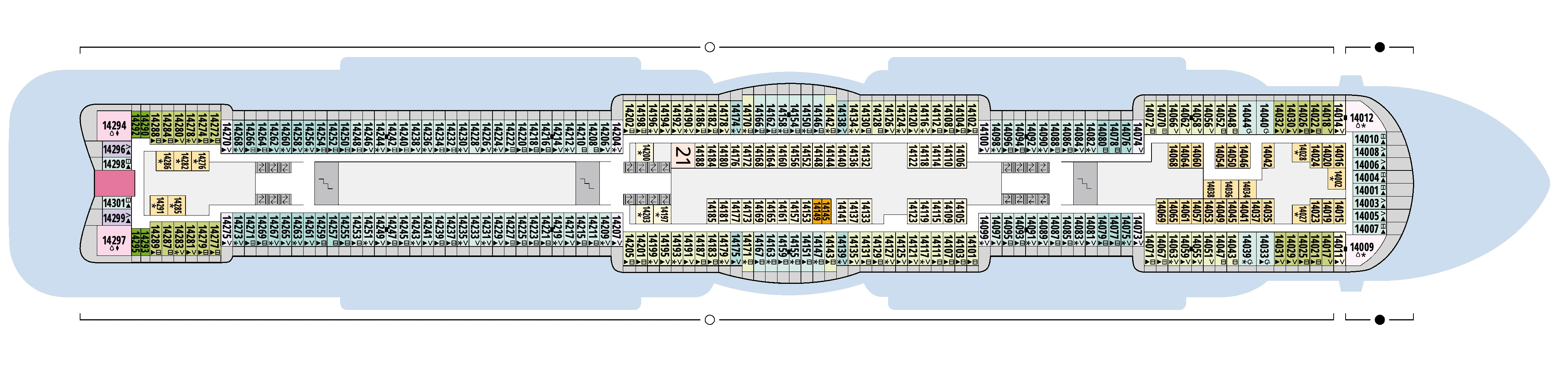 AIDAnova, Deck 14: official cabin and venue layout