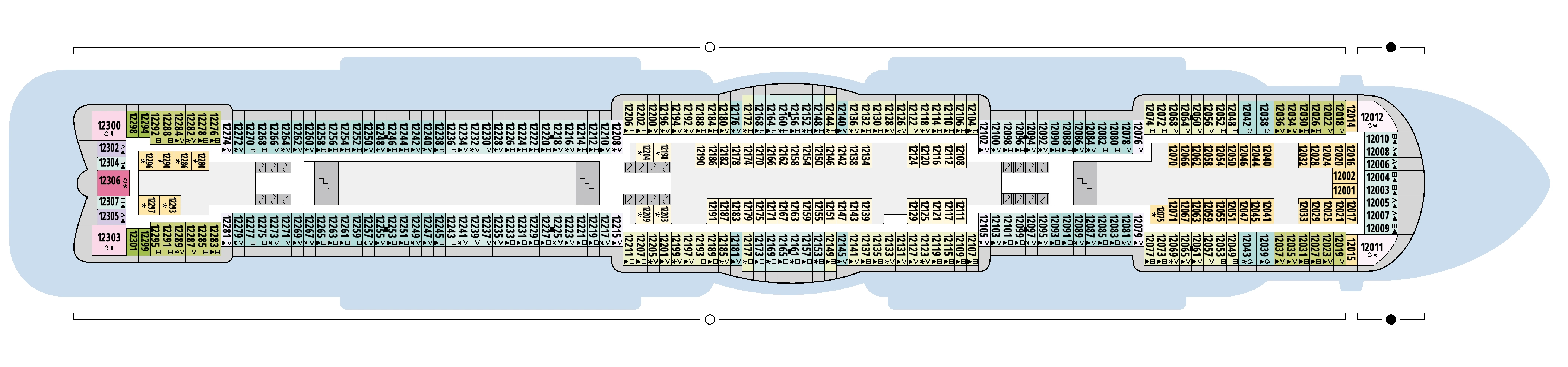 AIDAnova, Deck 12: official cabin and venue layout