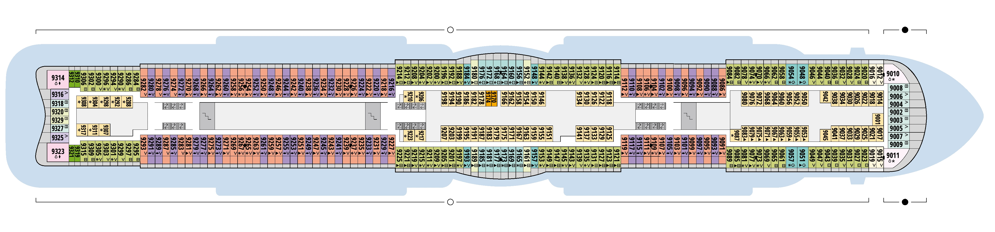 AIDAnova, Deck 9: official cabin and venue layout