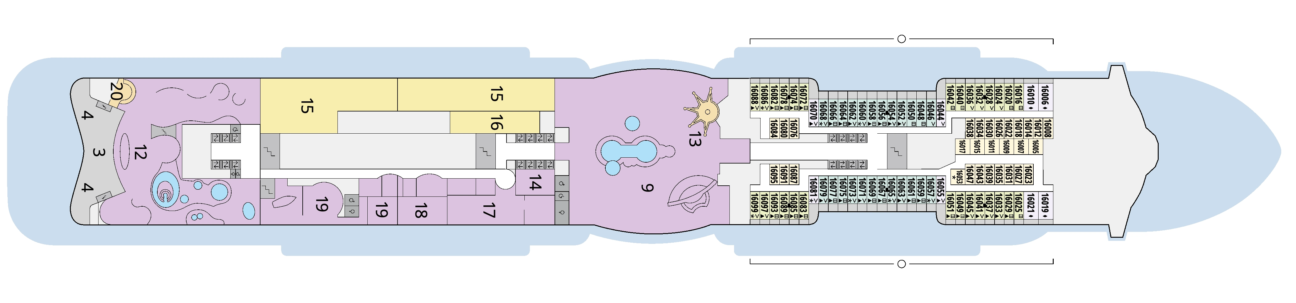 AIDAnova, Deck 16: official cabin and venue layout