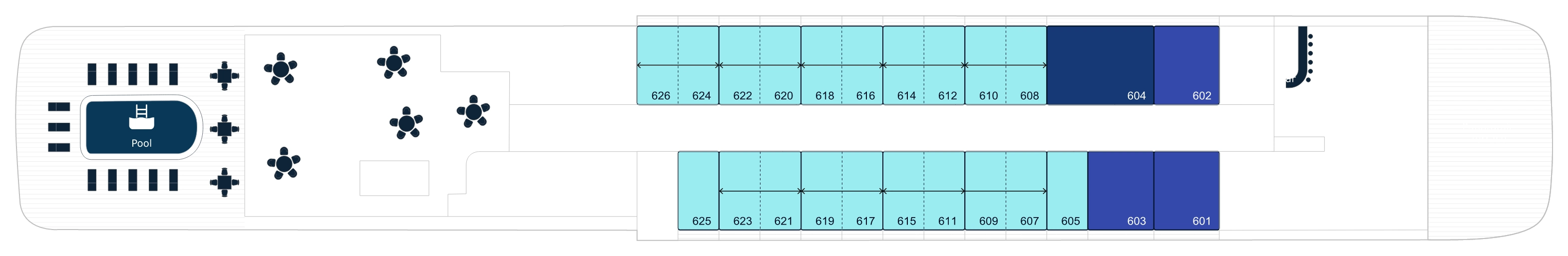 Le Soléal, Deck 6: official cabin and venue layout