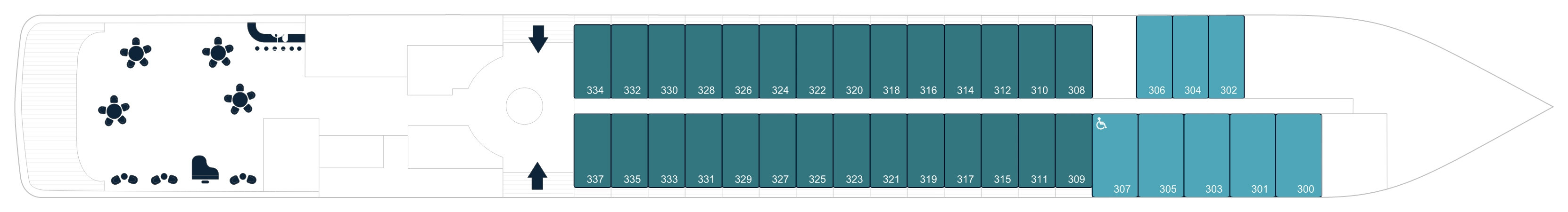 Le Soléal, Deck 3: official cabin and venue layout