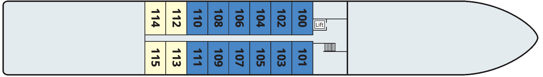 Viking Gyda, Deck 1: official cabin and venue layout