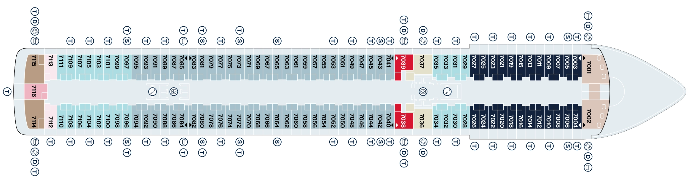 Explora II, Deck 7: official cabin and venue layout