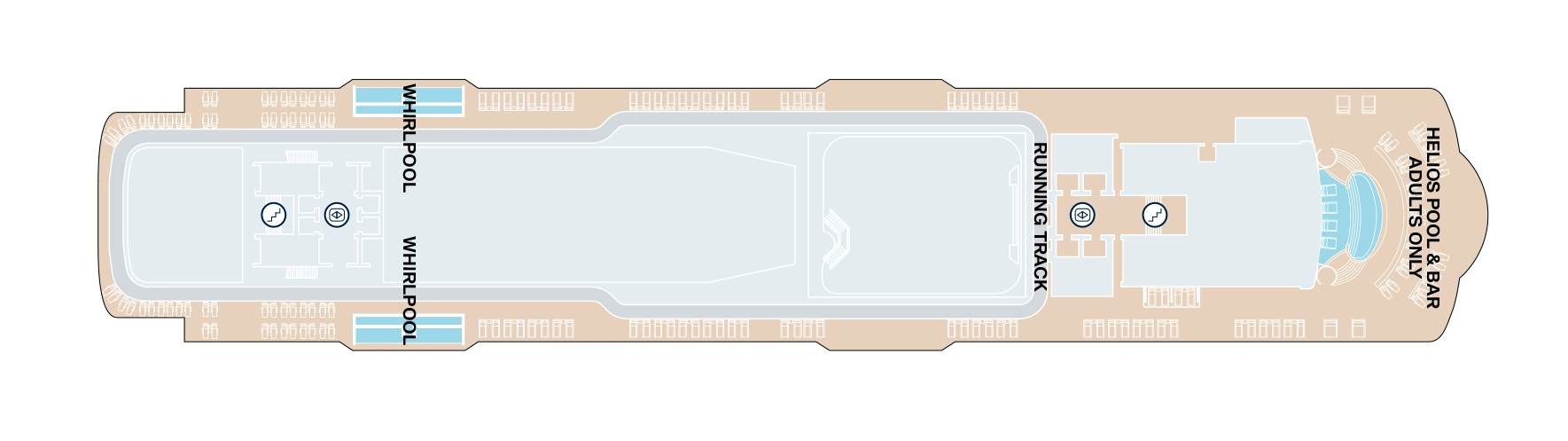 Explora II, Deck 12: official cabin and venue layout