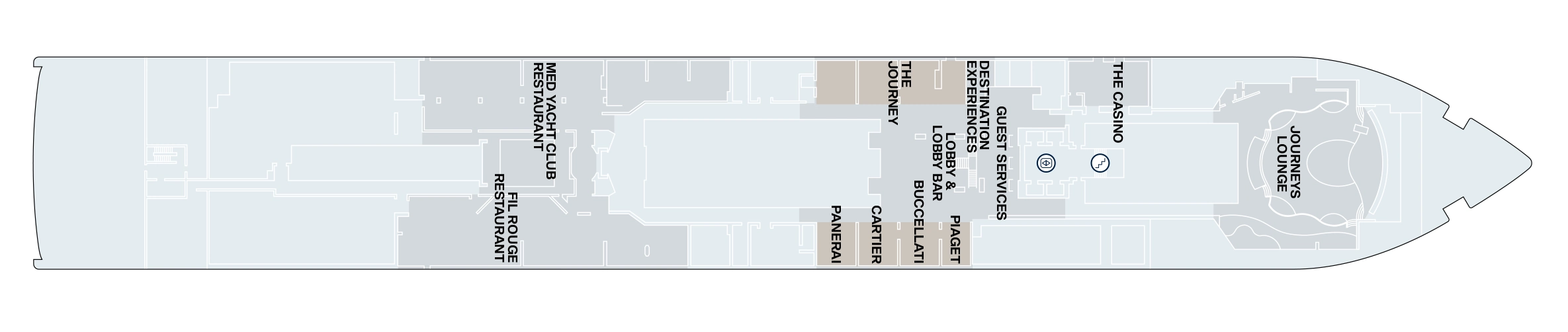 Explora II, Deck 4: official cabin and venue layout