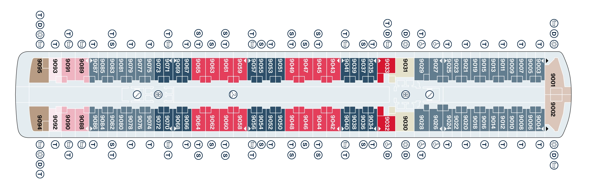 Explora II, Deck 9: official cabin and venue layout