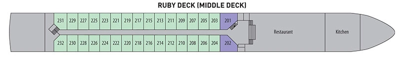 Lord Byron, Deck 2: official cabin and venue layout