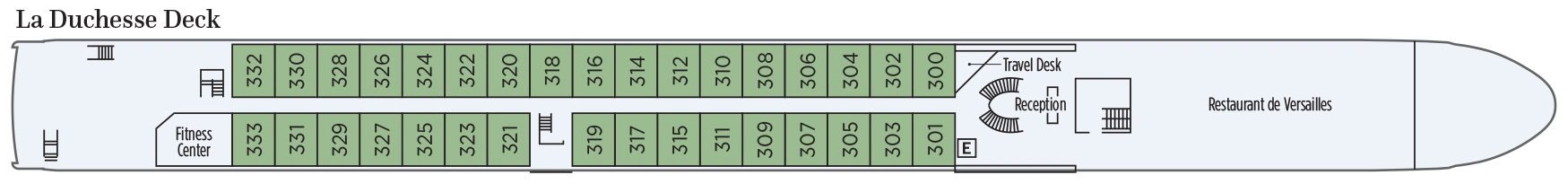 S.S. Antoinette, Deck 2: official cabin and venue layout