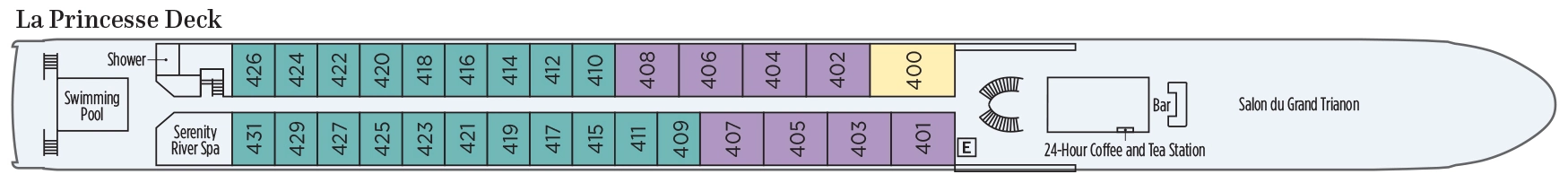 S.S. Antoinette, Deck 3: official cabin and venue layout