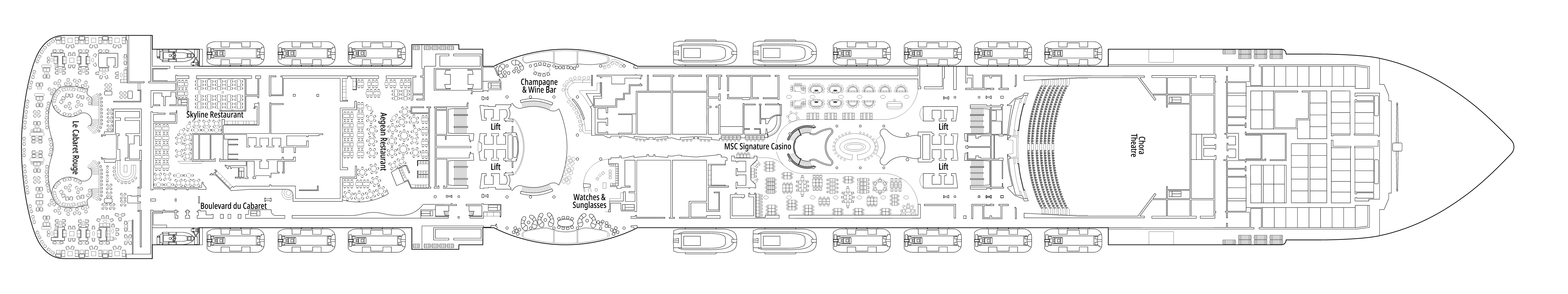 MSC Seascape, Deck 7: official cabin and venue layout
