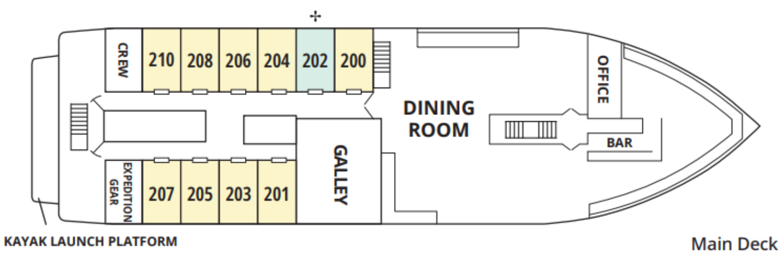 Wilderness Adventurer, Deck 1: official cabin and venue layout