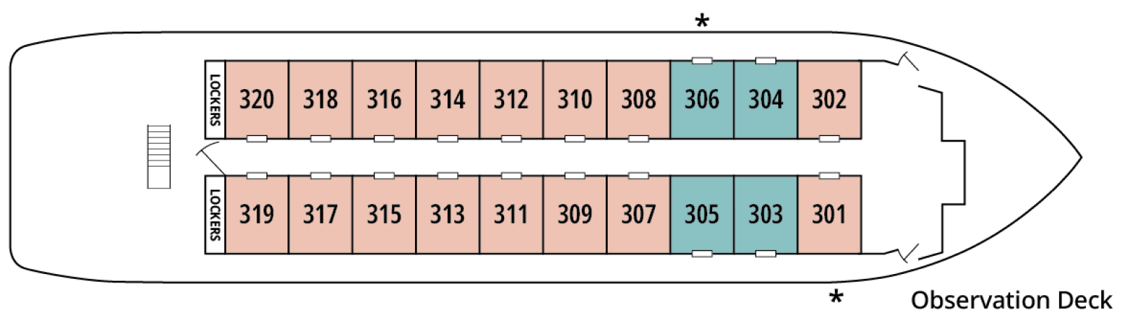 Wilderness Adventurer, Deck 2: official cabin and venue layout