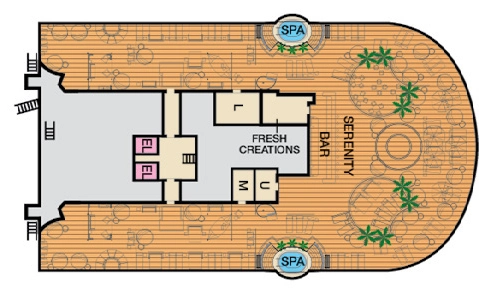 Carnival Panorama, Deck 15: official cabin and venue layout