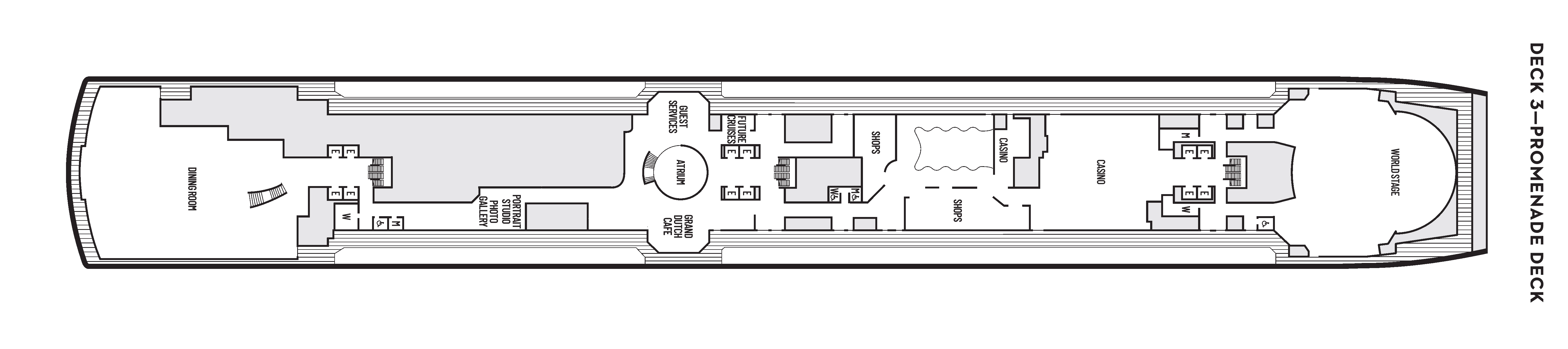 Koningsdam, Deck 3: official cabin and venue layout