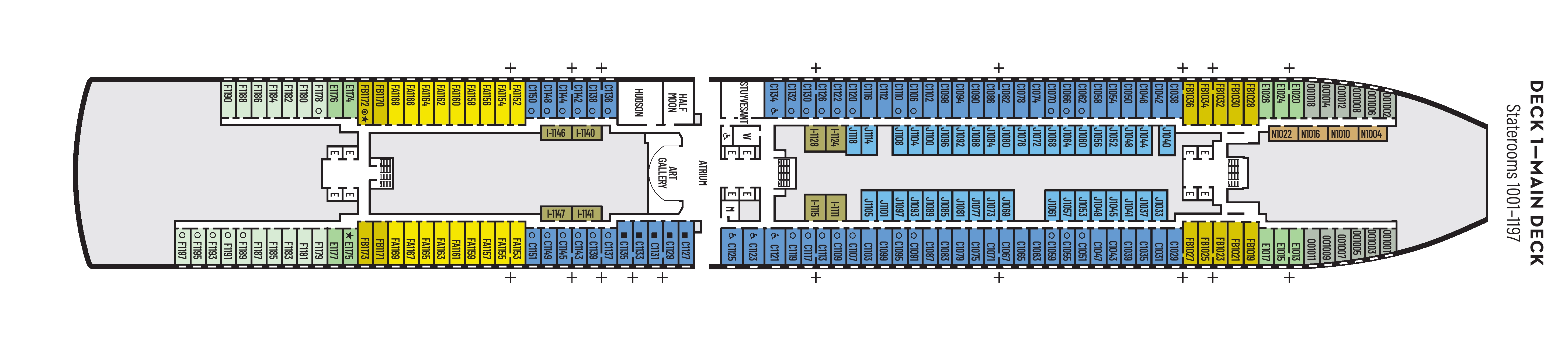 Koningsdam, Deck 1: official cabin and venue layout