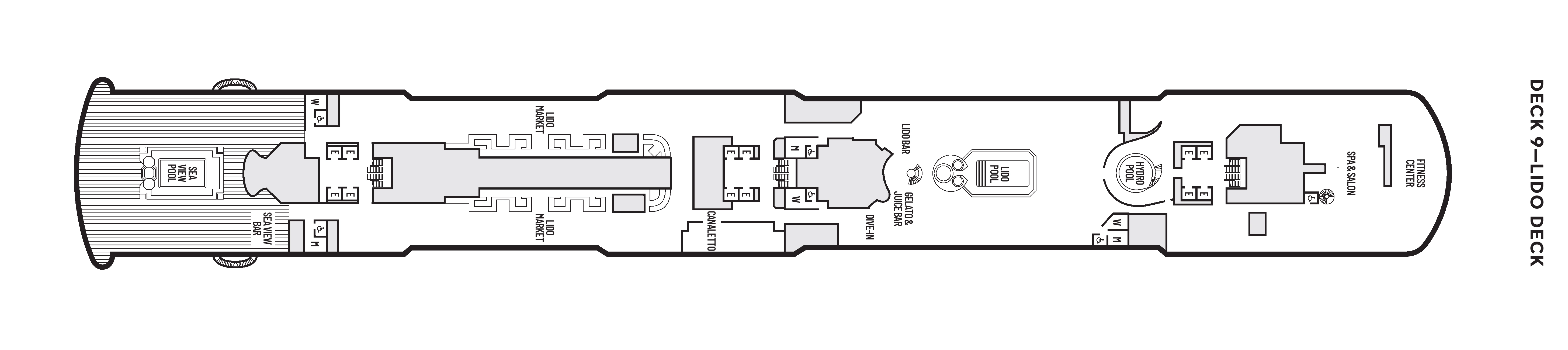 Koningsdam, Deck 9: official cabin and venue layout