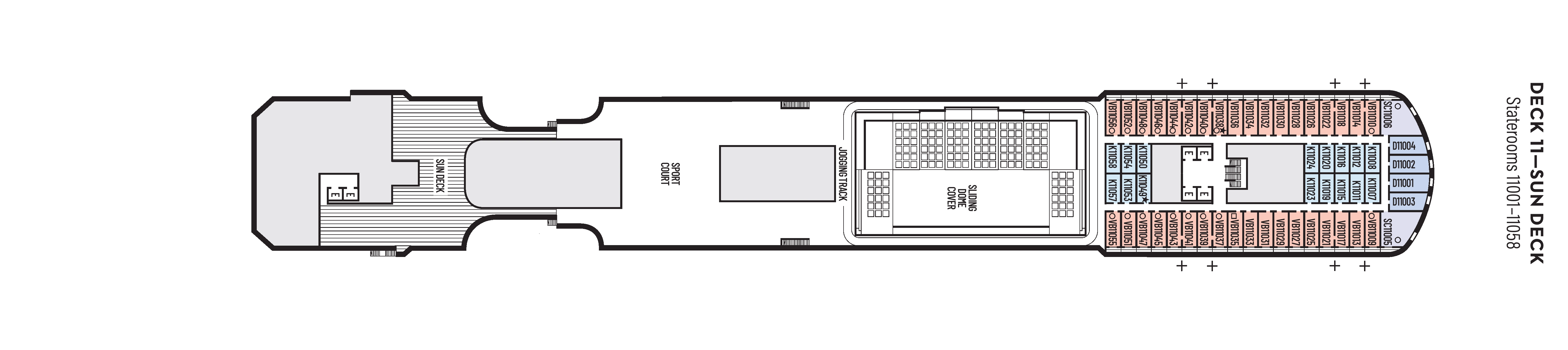 Koningsdam, Deck 11: official cabin and venue layout