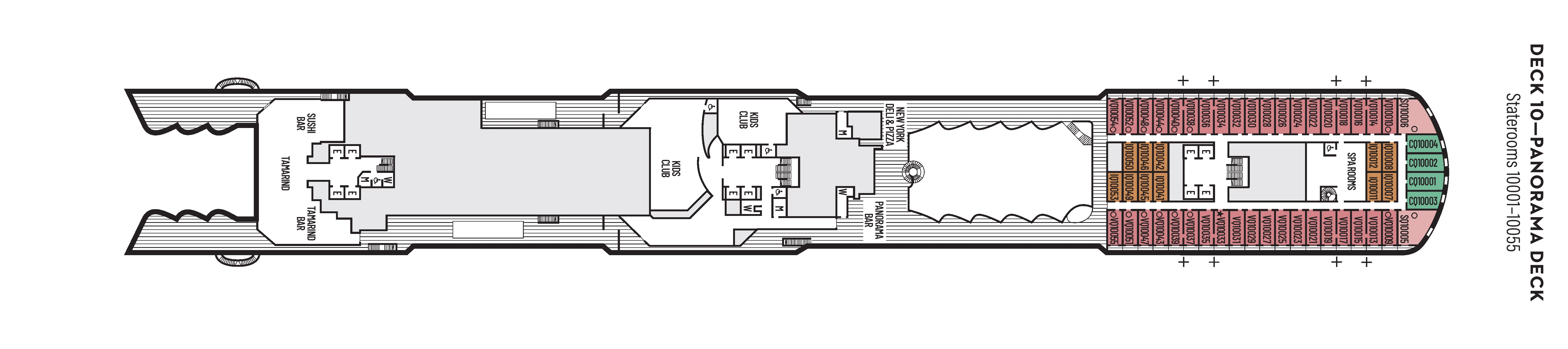 Koningsdam, Deck 10: official cabin and venue layout