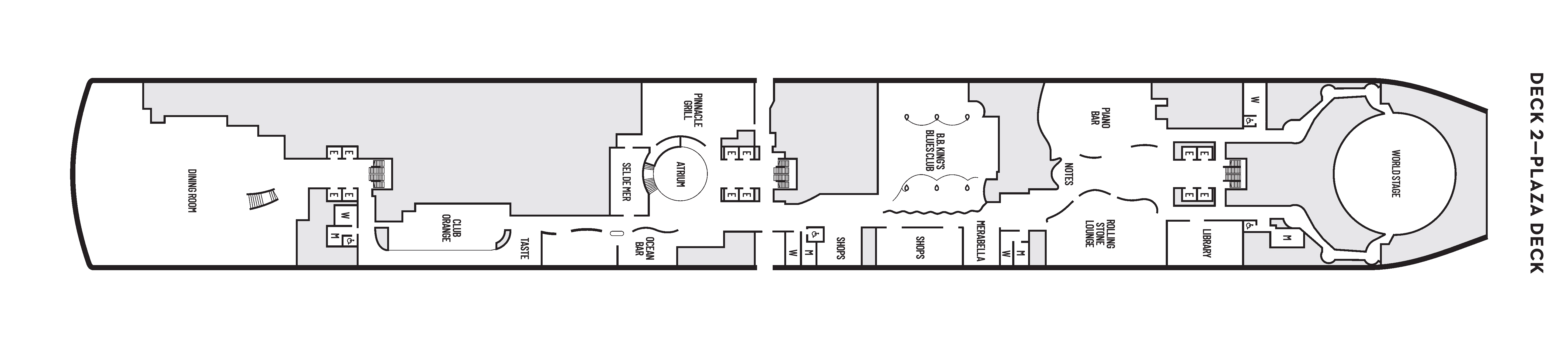 Koningsdam, Deck 2: official cabin and venue layout