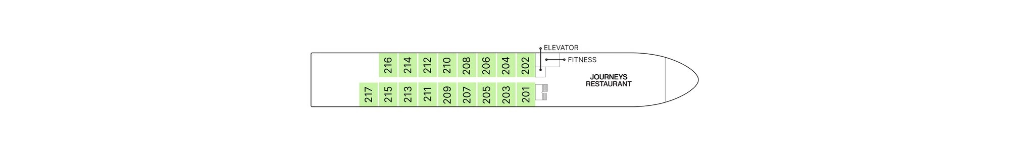 AmaDouro, Deck 2: official cabin and venue layout