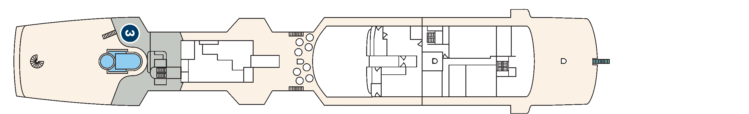 Wind Star, Deck 4: official cabin and venue layout