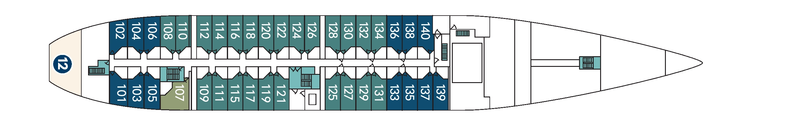 Wind Star, Deck 1: official cabin and venue layout