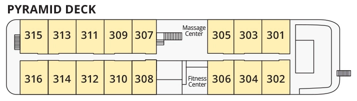 River Tosca, Deck 4: official cabin and venue layout