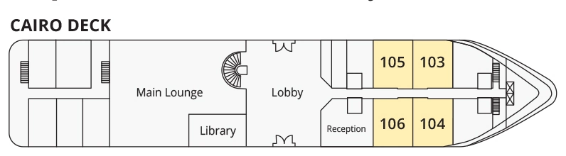 River Tosca, Deck 2: official cabin and venue layout