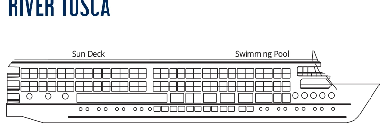 River Tosca, Deck 5: official cabin and venue layout