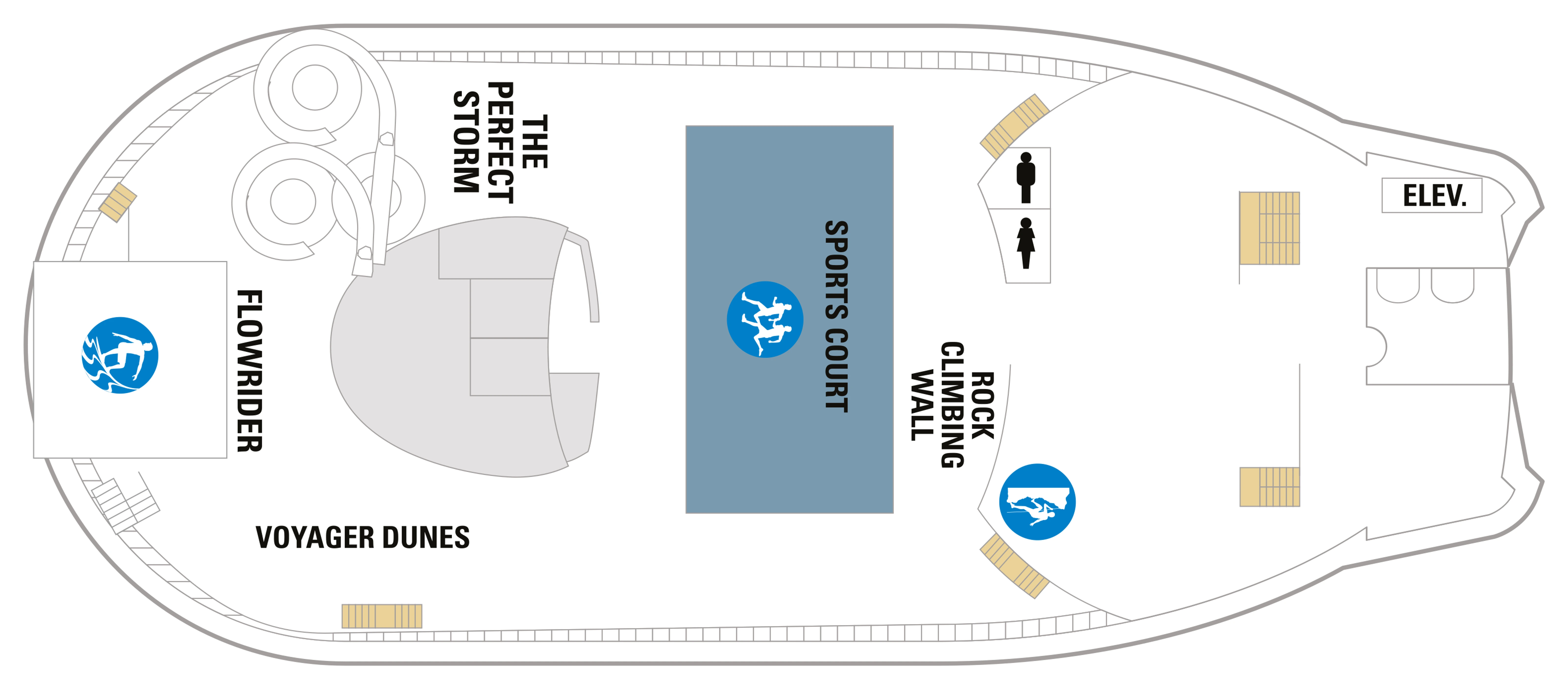 Voyager of the Seas, Deck 13: official cabin and venue layout
