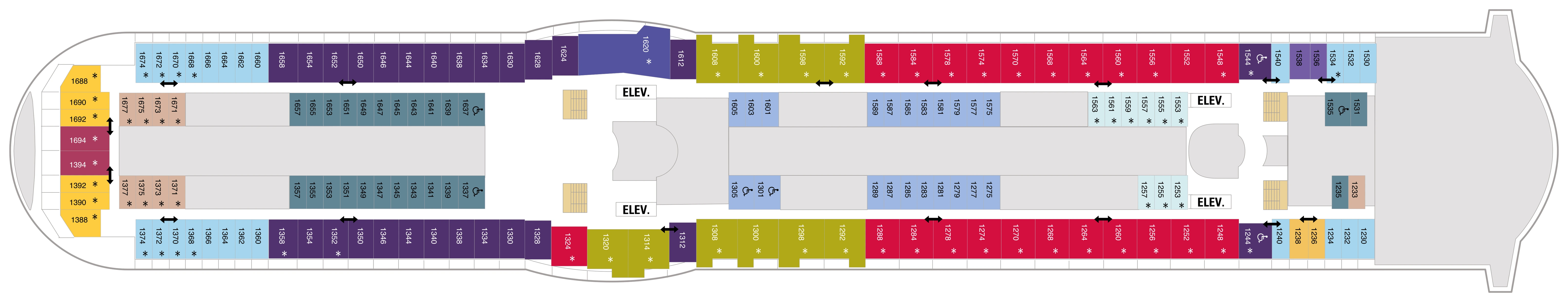 Voyager of the Seas, Deck 10: official cabin and venue layout
