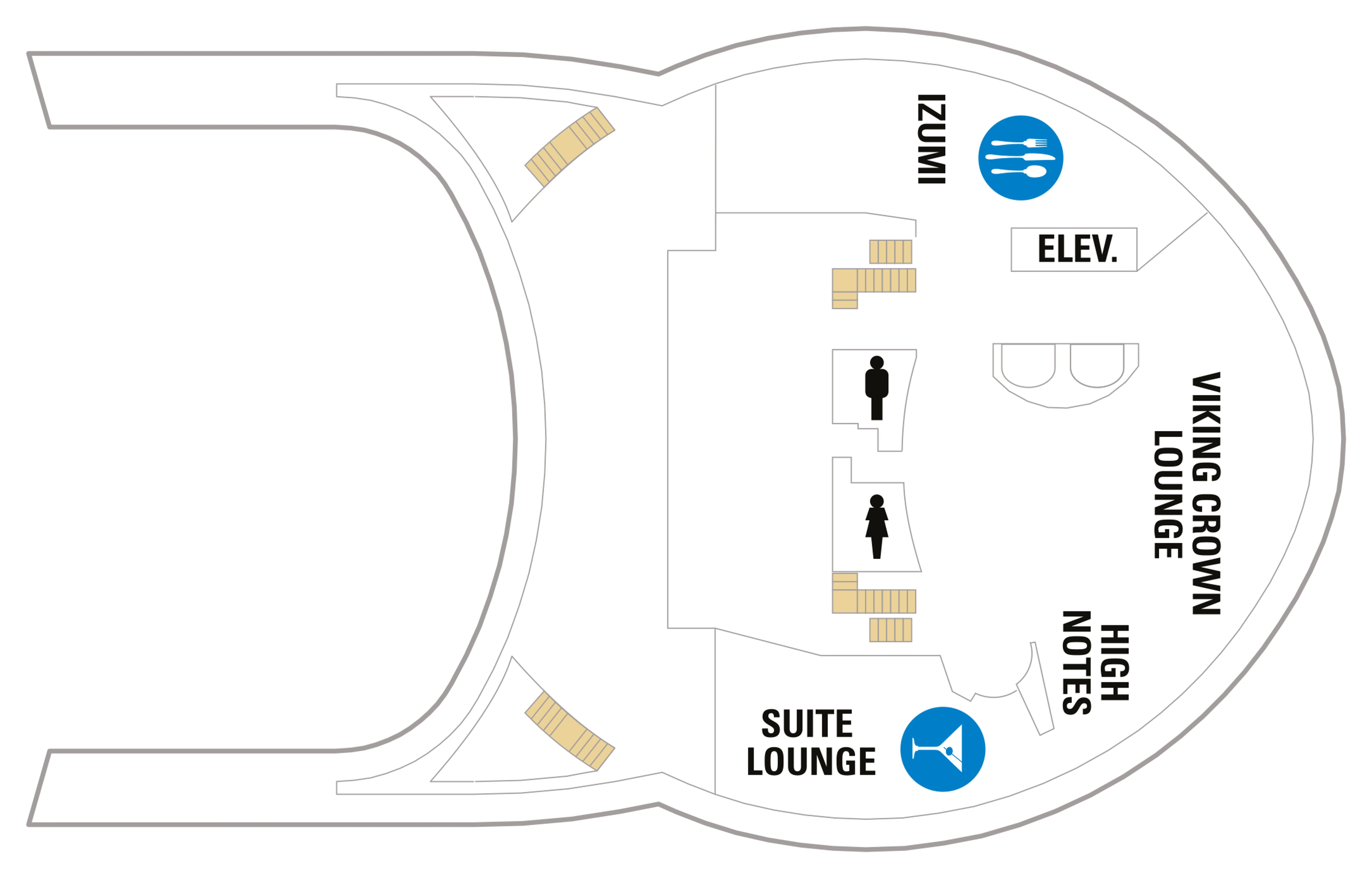Voyager of the Seas, Deck 14: official cabin and venue layout
