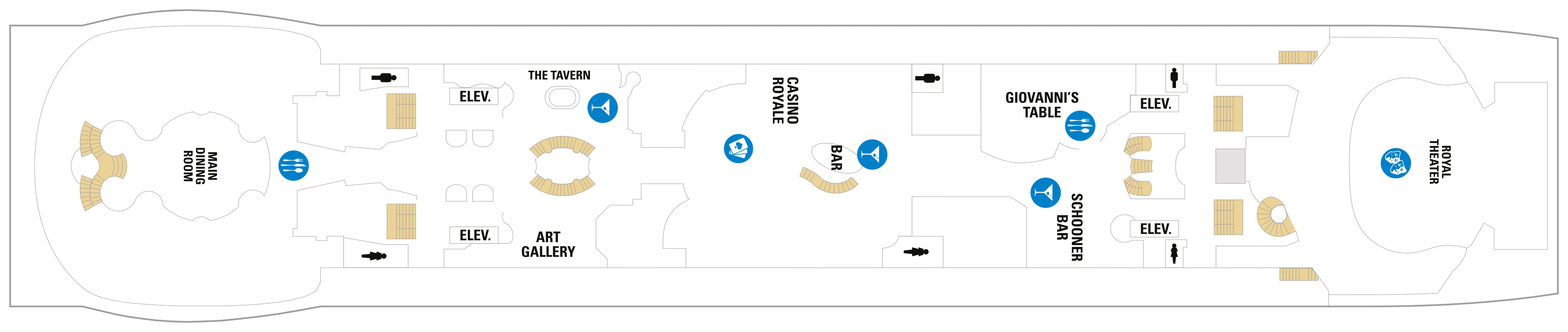 Voyager of the Seas, Deck 4: official cabin and venue layout