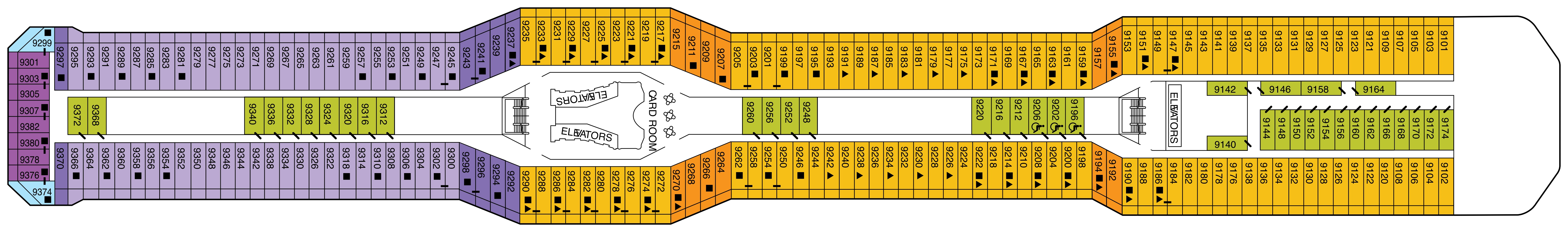 Celebrity Equinox, Deck 9: official cabin and venue layout