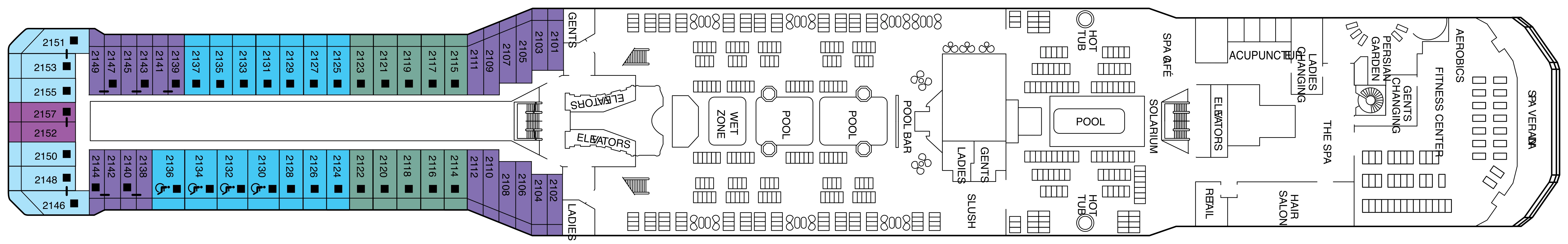 Celebrity Equinox, Deck 12: official cabin and venue layout