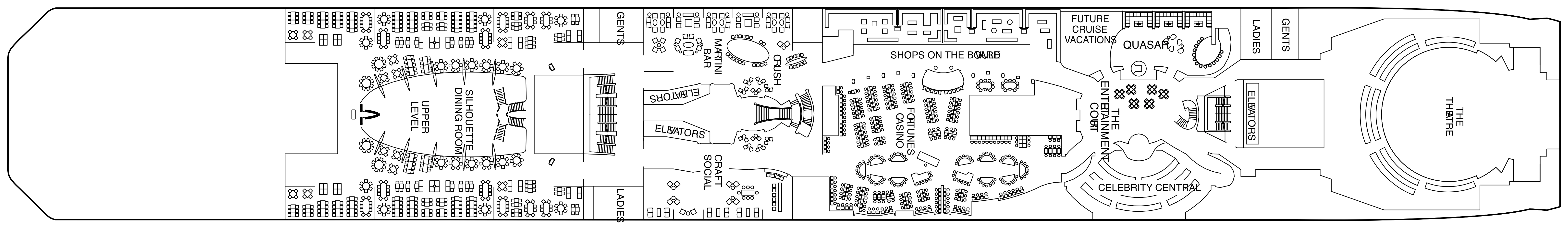 Celebrity Equinox, Deck 4: official cabin and venue layout