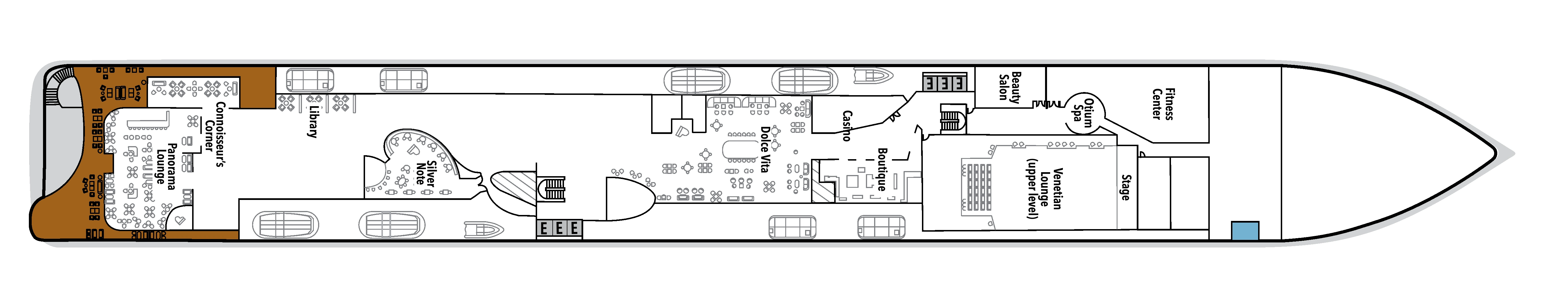 Silver Ray, Deck 5: official cabin and venue layout