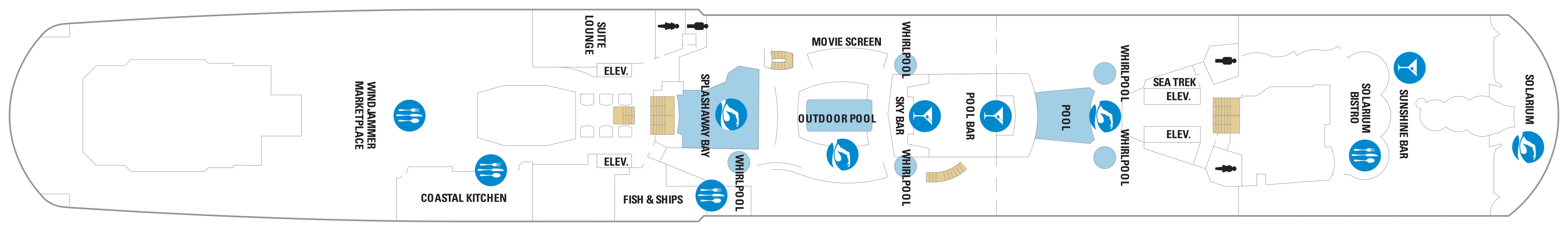 Ovation of the Seas, Deck 14: official cabin and venue layout