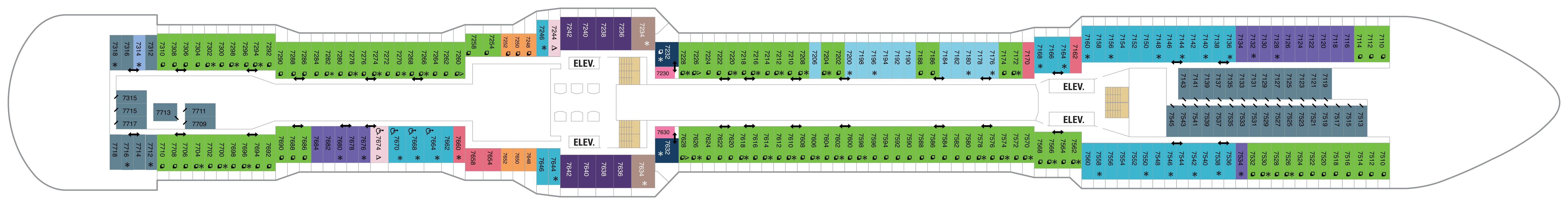 Ovation of the Seas, Deck 7: official cabin and venue layout