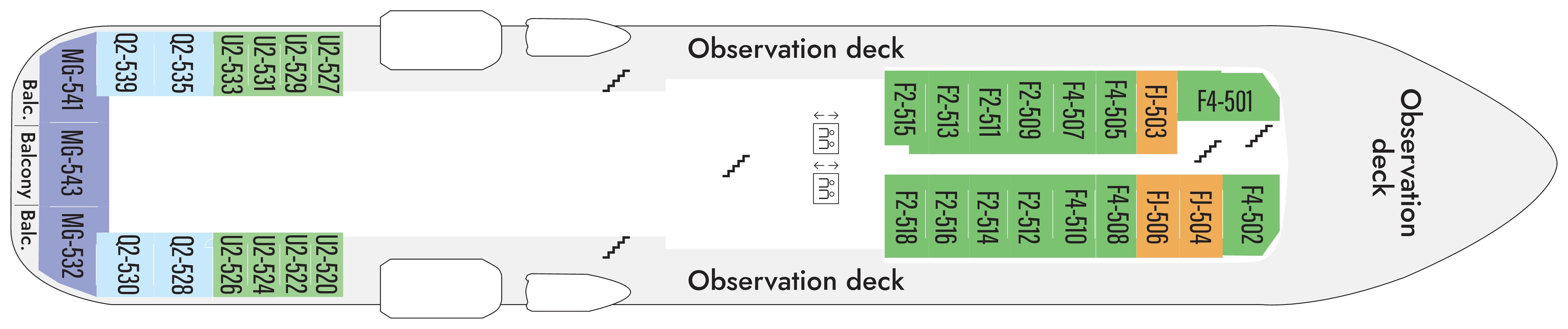 Fram, Deck 5: official cabin and venue layout
